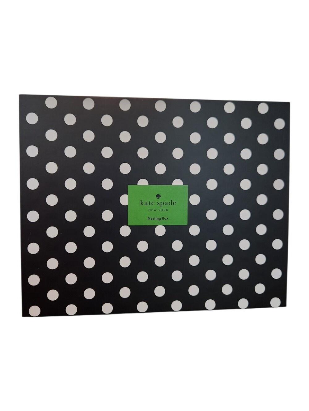 Kate Spade Black and White Polka Dot Nesting Box with Green Label